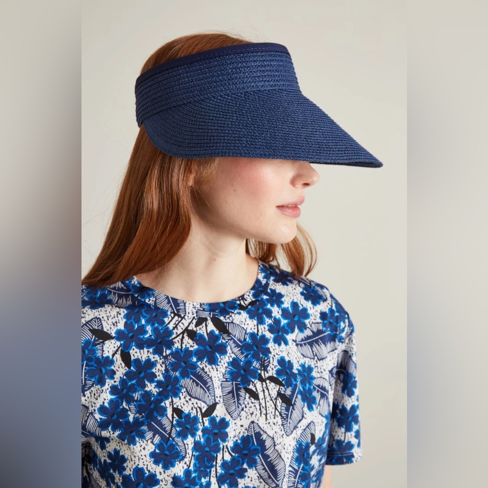 Intrend by Max Mara Raffia Effect Visor Sunhat Size: OS Blue Spring/Summer